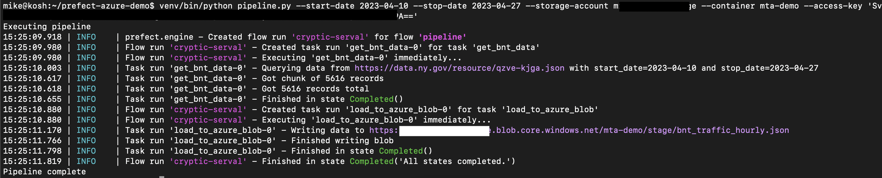 load to azure logs