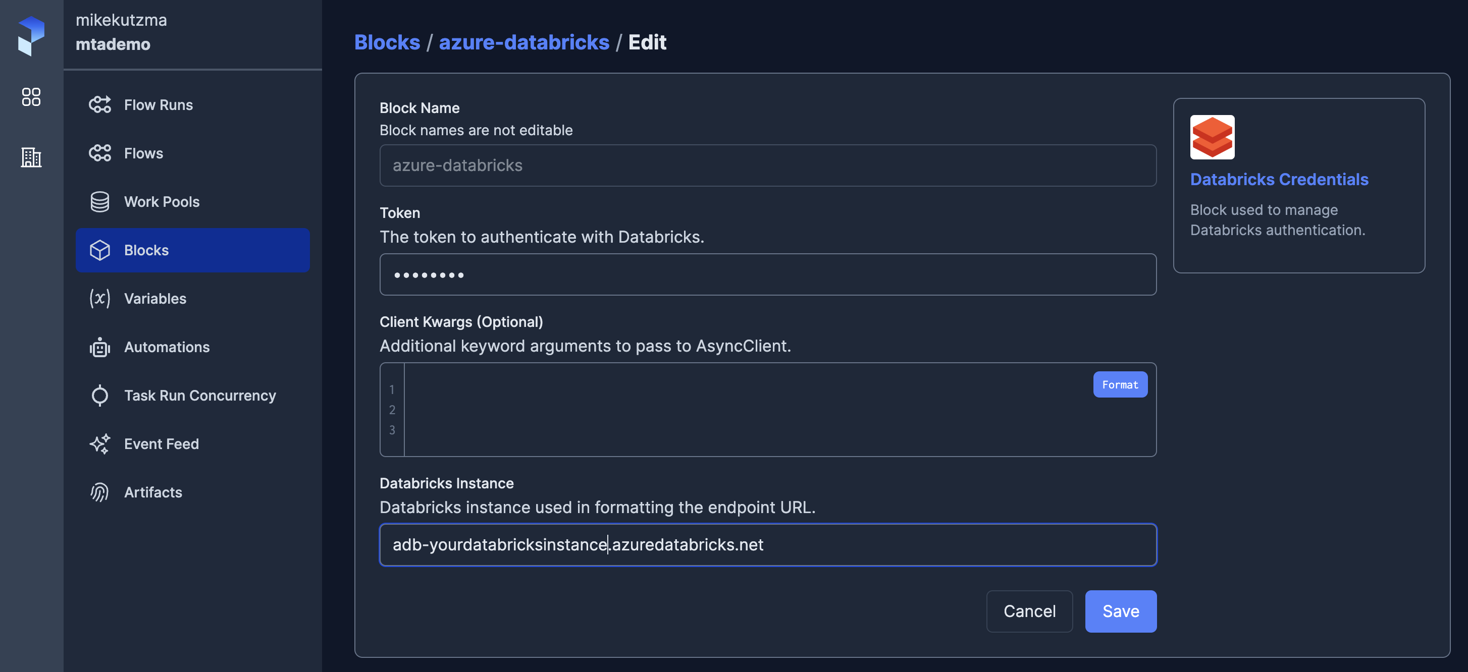 databricks-credentials-block